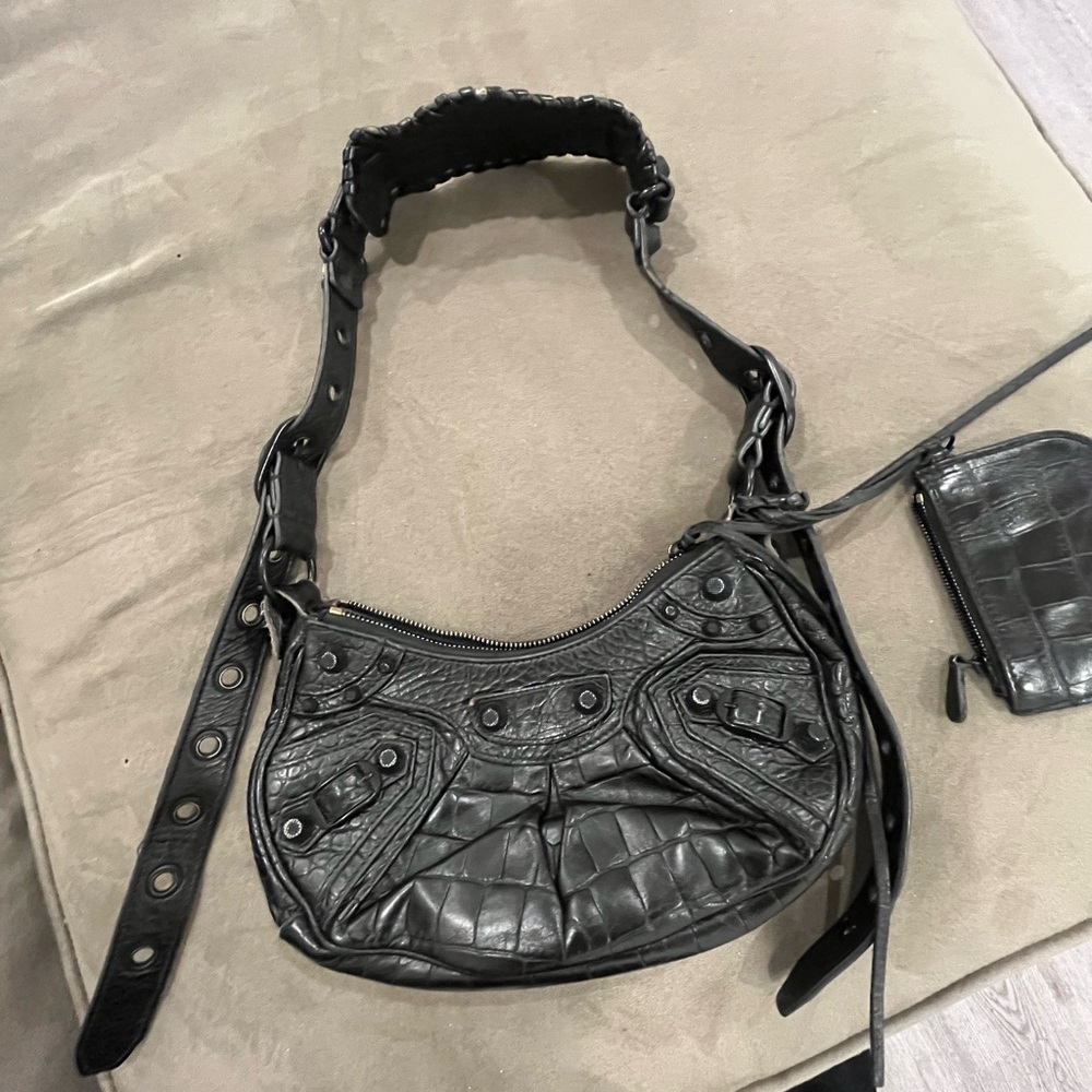 Balenciaga Black Textured Crossbody Bag